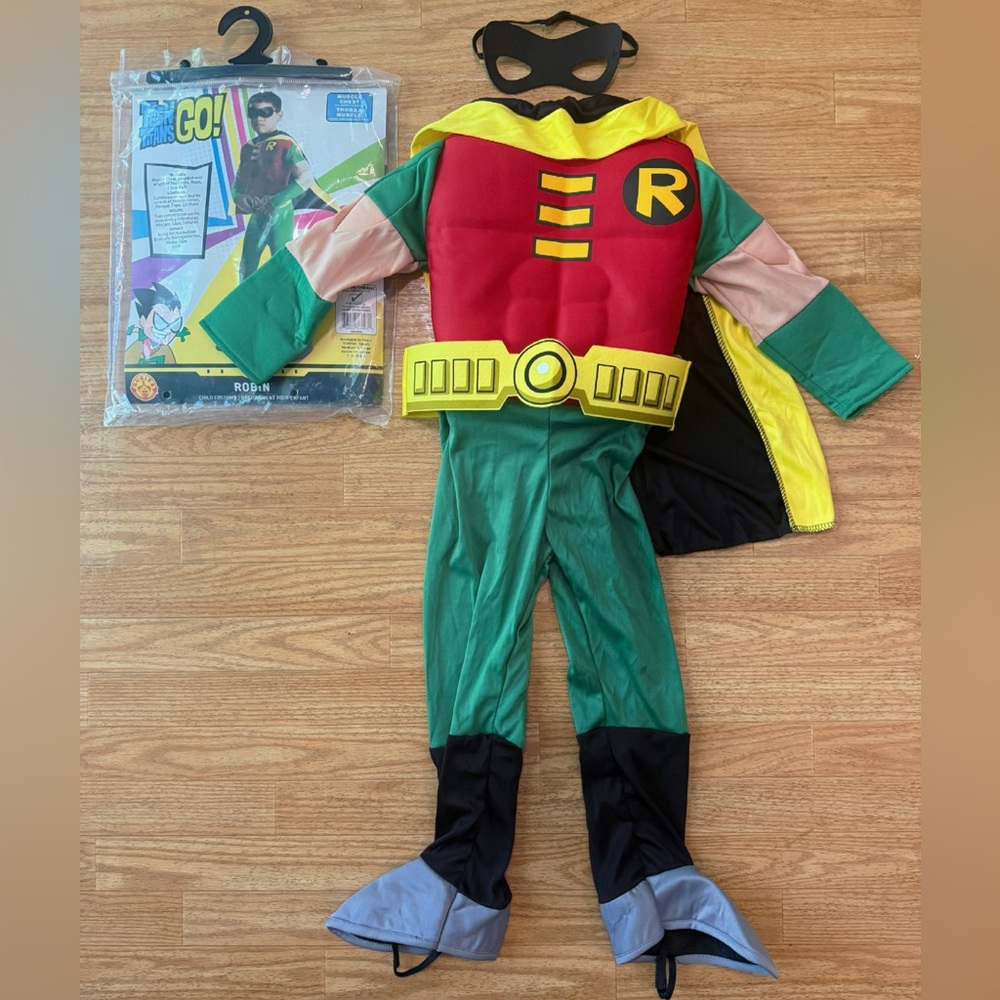 Toddler Robin Costume – Teen Titans Go! – Muscle Chest, Cape, Mask, Belt